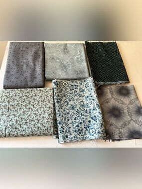 Quilting Sewing Crafts Fabric Lot Marcus Pattern#4637 Gray Blue Brown Cotton